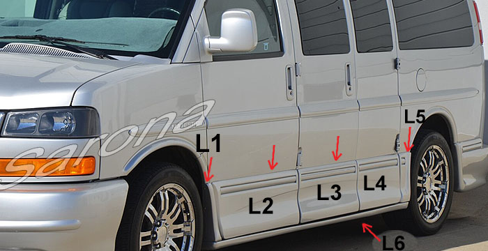 2003-2025 GMC Savanna Van Side Skirts 2003-2025 GMC Savanna Van Side Skirts